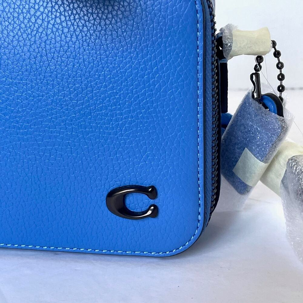 Coach Charter Slim Crossbody CC070 Blueberry Leather w/ Round Pouch - Picture 7 of 9
